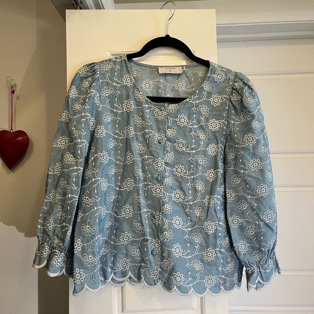 Chic Blue Floral Women's Blouse
